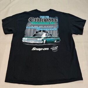 Snap-on Tool Steel Series Custom Chrome Cadillac Ford Mechanic Black T-Shirt6307